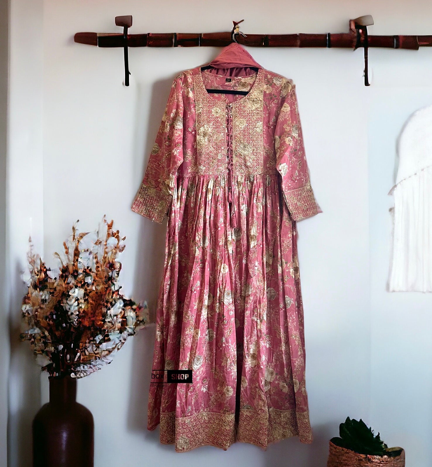 2 pc Pink Golden Long Suit women clothing – PencilboxShopUSA