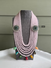 Load image into Gallery viewer, German Silver Pink Layered Tanjore Beads Necklace