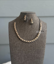 Load image into Gallery viewer, Victorian Black Finish Hasli American Diamond Dainty Necklace set