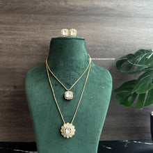 Load image into Gallery viewer, Moissanite Double layer Enamel Pendant Necklace set