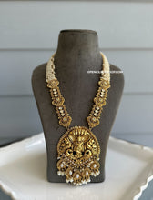 Load image into Gallery viewer, White Pearl Krishna Golden Bridal Heavy necklace set