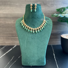 Load image into Gallery viewer, Golden CZ Dangling Dainty Temple Necklace set
