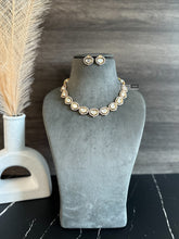 Load image into Gallery viewer, 22k Gold plated leaf shape Tayani Single line Necklace set