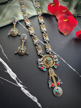 Load image into Gallery viewer, German Silver elephant Dual Tone Long Statement Necklace set