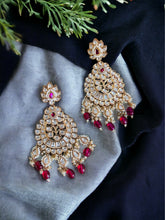 Load image into Gallery viewer, 22k Gold plated Tayani chandbali Beads Stone Earrings