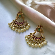 Load image into Gallery viewer, Multicolor Cz Kemp Stone Temple Small Earrings