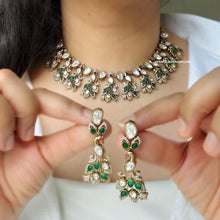 Load image into Gallery viewer, Moissanite Peacock Gold plated Multicolor Statement Necklace set