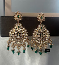 Load image into Gallery viewer, 22k Gold plated Tayani chandbali Beads Stone Earrings