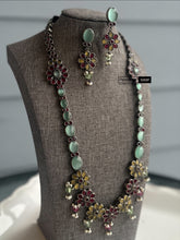 Load image into Gallery viewer, German Silver Yellow Ruby Stone Long Statement Necklace set