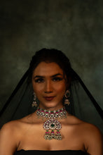 Load image into Gallery viewer, Ruby Green Premium Moissanite gold plated Choker Necklace set