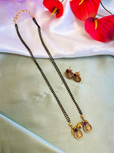 Load image into Gallery viewer, Lakshmi ji ruby kemp stone Black beads Mangalsutra Necklace set