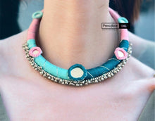 Load image into Gallery viewer, Handmade Thread Mirror Hasli Necklace