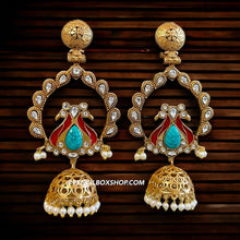 Load image into Gallery viewer, Amrapali Peacock Enamel Brass size earrings
