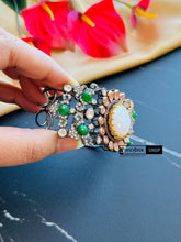Load image into Gallery viewer, Multicolor Mop gemstone Sabya inspired Cuff bracelet kada
