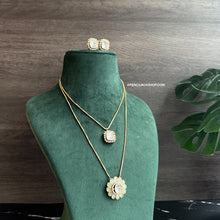 Load image into Gallery viewer, Moissanite Double layer Enamel Pendant Necklace set