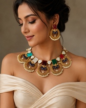 Load image into Gallery viewer, Rabya Contemporary Premium grand Designer Natural Stone Lotus Necklace set