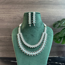 Load image into Gallery viewer, Silver Two Layered American Diamond cz Necklace set