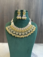 Load image into Gallery viewer, Heritage Rajwadi Elephant Statement Premium Grand Ruby Green Pearl Necklace set