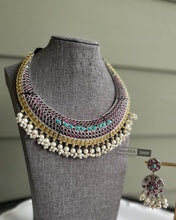 Load image into Gallery viewer, German Silver Statement Hasli Dual Tone Necklace set