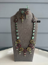 Load image into Gallery viewer, German Silver Yellow Ruby Stone Long Statement Necklace set