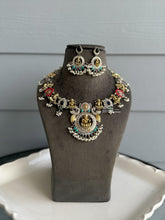 Load image into Gallery viewer, Multiple colors-German silver Ganesha Dual Tone Heavy Statement Necklace set