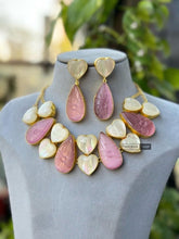 Load image into Gallery viewer, Contemporary Designer Natural Carved White Heart  Stone Necklace set
