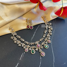 Load image into Gallery viewer, Multiple colors-Layered Cz polki Necklace set Temple jewelry