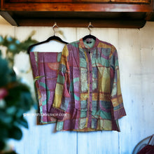 Load image into Gallery viewer, Multicolor beige geometric design Coord set with belt Women Clothing