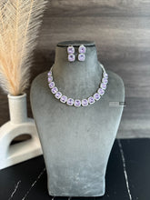 Load image into Gallery viewer, Purple crystal Svarovski American diamond Necklace Set