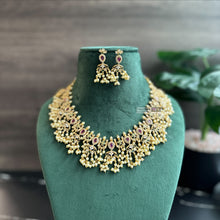 Load image into Gallery viewer, Multicolor Guttapusalu Pearl Temple ethnic Necklace set