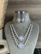Load image into Gallery viewer, Naina Double layered Milky White Victorian American Diamond Necklace set

