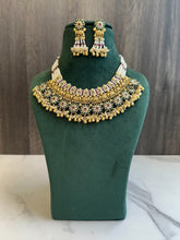 Load image into Gallery viewer, Heritage Rajwadi Elephant Statement Premium Grand Ruby Green Pearl Necklace set