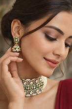 Load image into Gallery viewer, Green Premium Tayani gold plated Victorian Finish Choker Necklace set