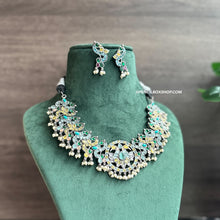 Load image into Gallery viewer, German silver Peacock Fusion Multicolor Necklace set