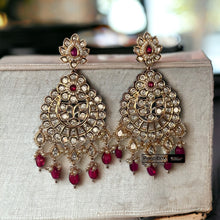 Load image into Gallery viewer, 22k Gold plated Tayani chandbali Beads Stone Earrings