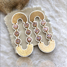 Load image into Gallery viewer, Gold matte Stone Svarovski American Diamond Long Earrings