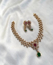 Load image into Gallery viewer, American Diamond Simple dainty designer Necklace set Temple jewelry