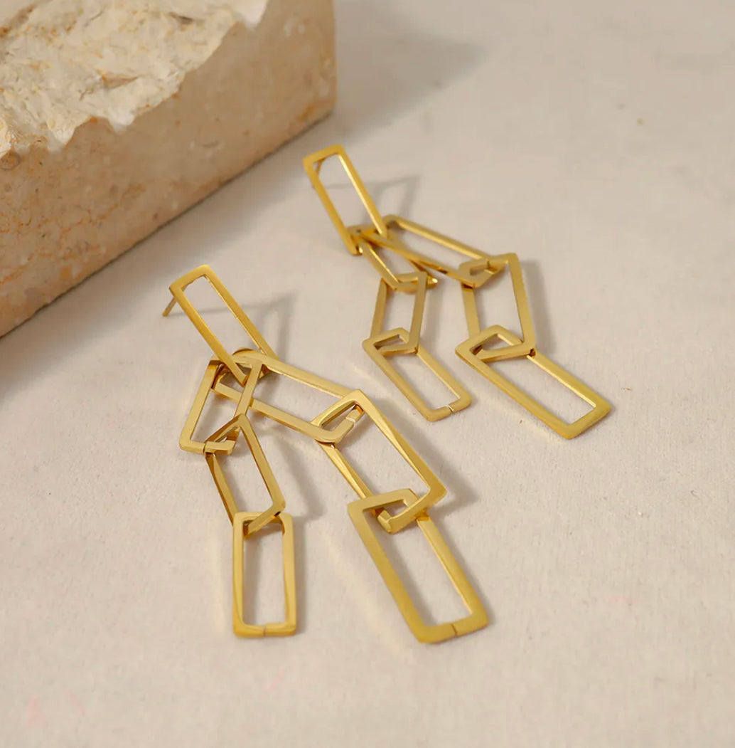 18k gold plated Stainless Steel box earrings IDW