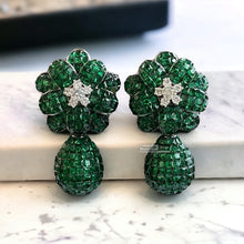 Load image into Gallery viewer, American diamond Invisible setting Flower premium Dangling Earrings