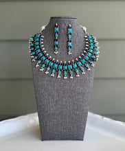 Load image into Gallery viewer, German Silver Turquoise blue necklace set