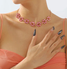 Load image into Gallery viewer, Designer Rhinestone Flower Statement Necklace IDW