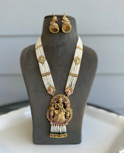 Load image into Gallery viewer, Multicolor Pearl Krishna With Flute kemp stone Long haram Necklace set templejewelry