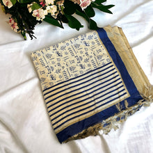Load image into Gallery viewer, Soft silk blue beige tribal printed  dupatta
