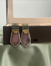 Load image into Gallery viewer, German silver Stone Pink  Earrings
