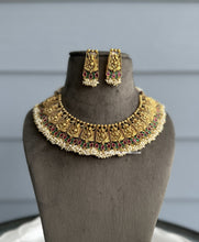 Load image into Gallery viewer, Ganesha Kemp Stone Golden beads Temple necklace set