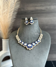 Load image into Gallery viewer, Gauri Enamel Blue 22k gold plated Tayani Premium Necklace set
