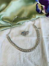 Load image into Gallery viewer, Silver Hasli American Diamond Dainty Necklace set