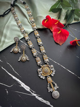 Load image into Gallery viewer, German Silver elephant Dual Tone Long Statement Necklace set