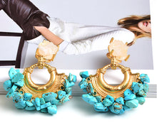 Load image into Gallery viewer, Golden Stone  Statement Flower  Earrings IDW
