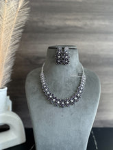 Load image into Gallery viewer, Purple Simple Silver finish American Diamond Necklace set